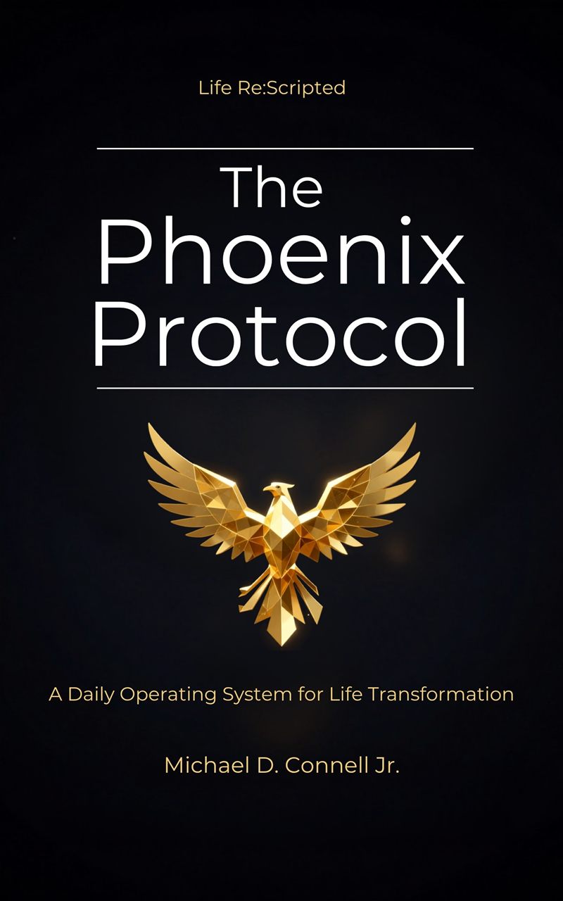 The Phoenix Protocol by Michael D. Connell Jr. — gold geometric phoenix on a black cover