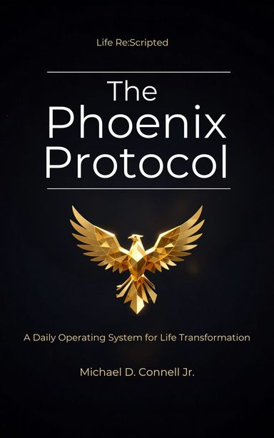 The Phoenix Protocol book cover — gold geometric phoenix on black